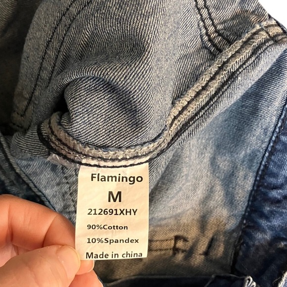 NEW Flamingals Wide Leg Denim Jeans Light Wash Cropped Length‎ Size M NWT - Picture 7 of 7